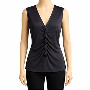 Teenflo Dark Blue Silk Blend Sleeveless Top